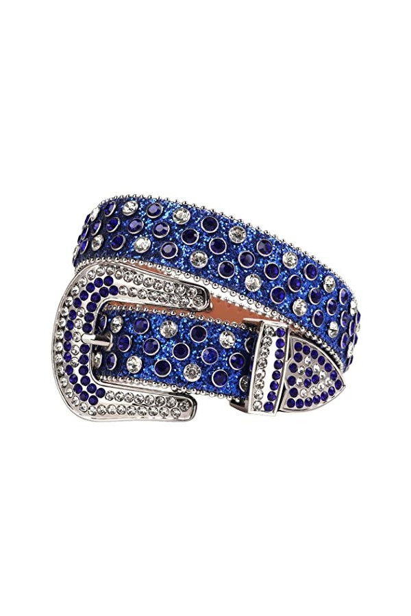 Haitpant Ceinture de luxe avec strass pour femme et homme - Ceinture cloutée en diamant - Cowgirl - Jean, bleu, 44 inch