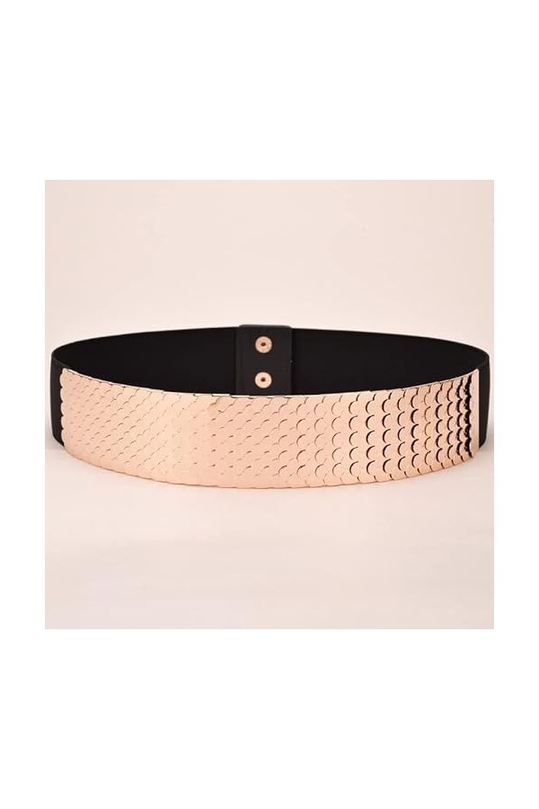 Large Ceinture élastique, Ceinture pour Femme Large Ceinture en métal écaille de Poisson Ceinture élastique Ceinture élastiqu