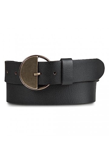 Lucky Brand Ceinture à boucle en cuir demi-cercle pour femme en noir, noir, Small