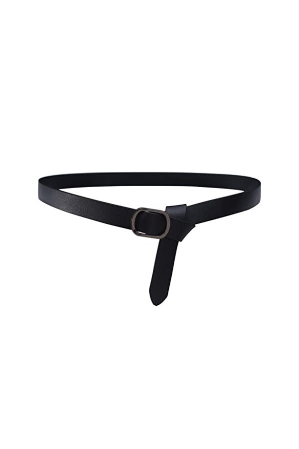 GANFANREN Ceinture Fine en Cuir pour Femme Robe décorée Pull en Cuir Ceinture Polyvalente Noir