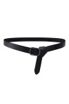 GANFANREN Ceinture Fine en Cuir pour Femme Robe décorée Pull en Cuir Ceinture Polyvalente Noir