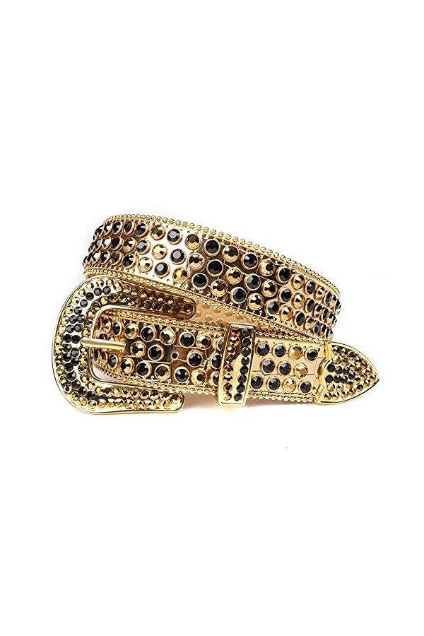 SHANGMAOYO Ceintures Bracelet de Luxe Hommes Femmes Strass Ceinture Western Cowgirl Cowboy Bling Bling Crystal Boucle Boucle