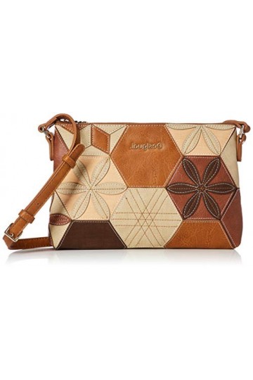 Desigual - Petit sac bandoulière femme bohème en simil cuir camel 20saxpe0 taille 17,5 cm