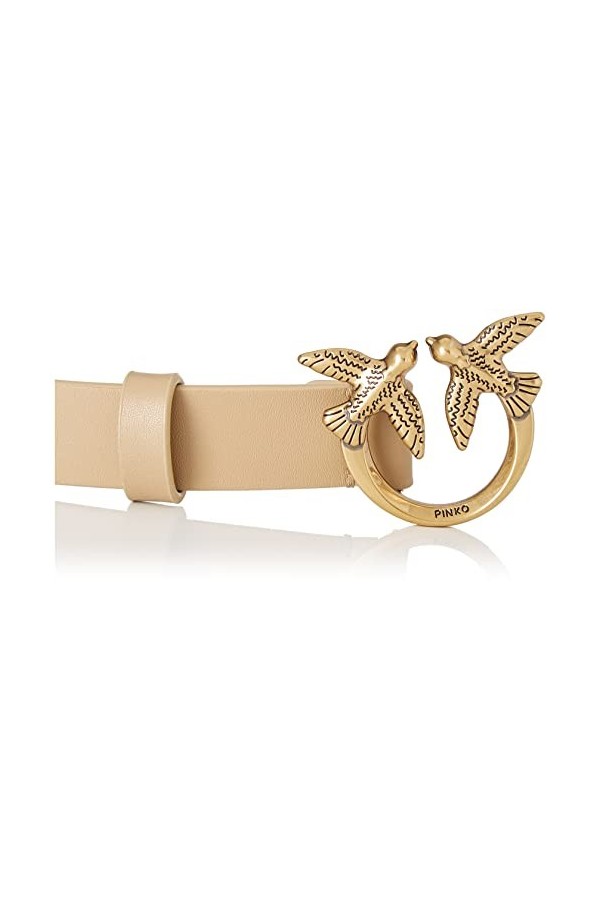 Pinko Love Day Chain H2 Belt Vitello Ceinture, D28Q_Beige Safari-Antique Gold, L Femme