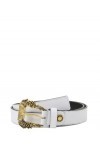 VERSACE Jeans Couture ceinture en cuir h 2,5 avec boucle baroque blanche, Blanc, 85 EU