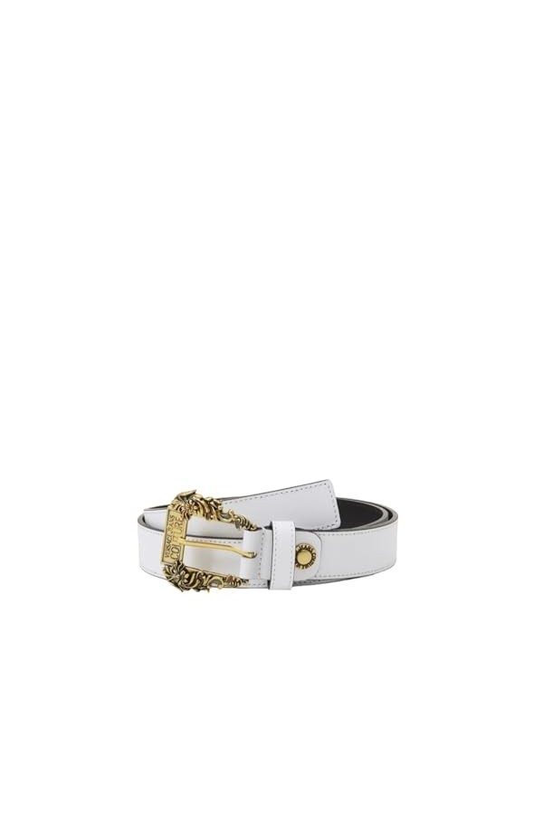 VERSACE Jeans Couture ceinture en cuir h 2,5 avec boucle baroque blanche, Blanc, 80 EU