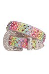 Ceintures punk en strass pour femme et homme - Ceinture cloutée en cristal de diamant pour jeans cowboy, arc-en-ciel., 38 28-