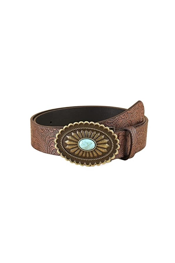 JJZXD Ceinture Marron décorative Femme bohème rétro 100 jumelée à Une Ceinture en Jean