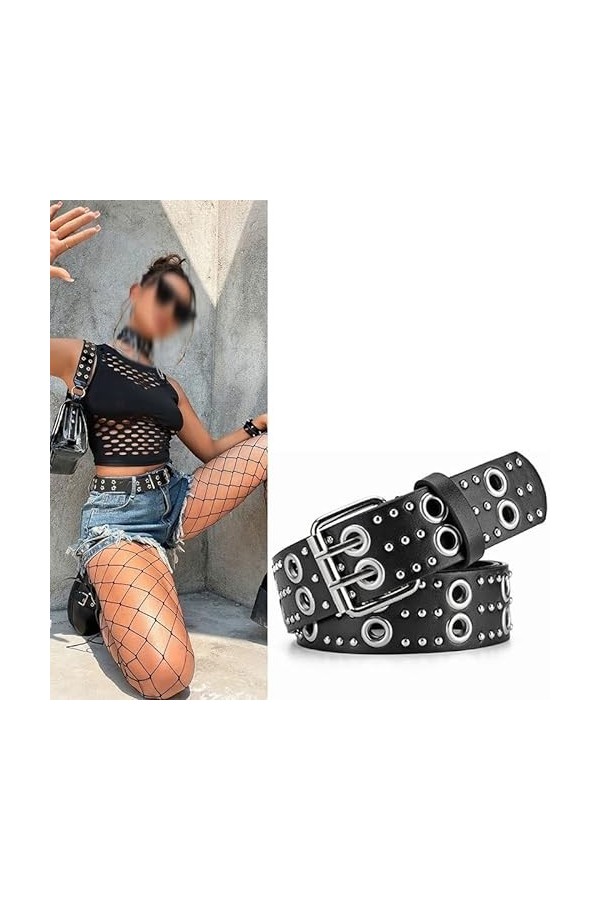 ZYXLB Ceinture Femme rivetée Femme PU Ceinture Filles personnalisé décoratif Jeans Pantalon Ceinture