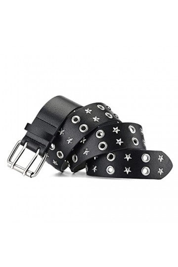 ZYXLB Ceinture Femme Double Boucle ardillon Ceinture étudiante Punk Cent avec Ceinture rivetée Homme gaz Oeil