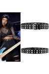 ZYXLB Ceinture Femme Double Boucle ardillon Ceinture étudiante Punk Cent avec Ceinture rivetée Homme gaz Oeil