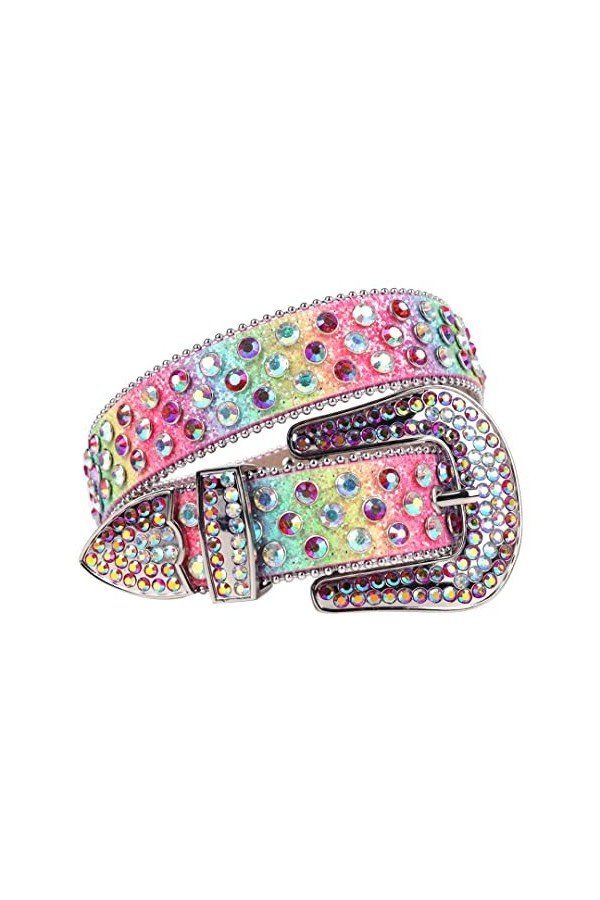 Ceintures de cowboy en cuir synthétique avec strass pour femme