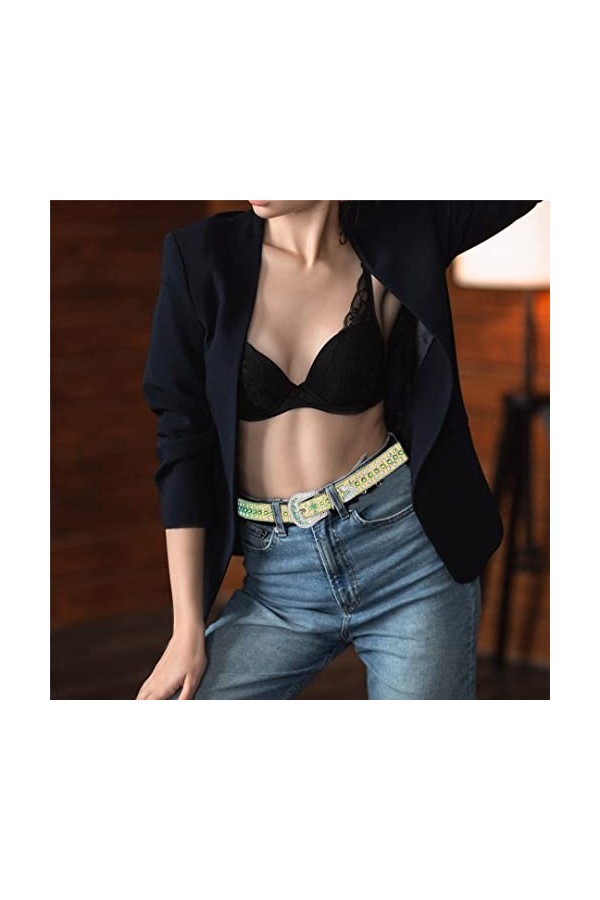 Ceintures en cuir avec strass cloutés en cristal pour accessoires de jean