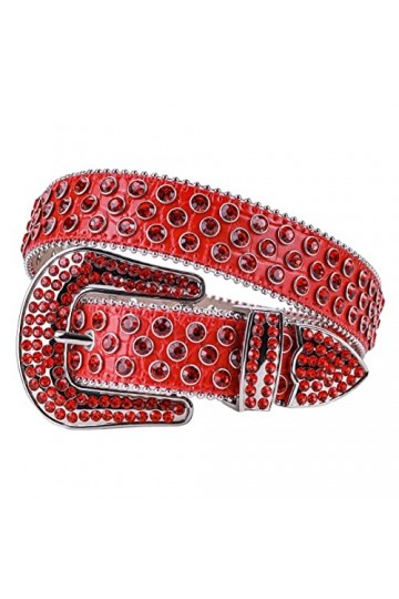 Wvapzxx Ceintures occidentales de strass ceinture de luxe de diamant de courroie pour des, Rouge, 38 waist28-29inch 