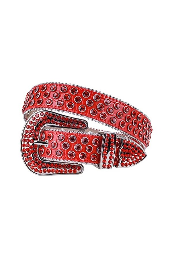 Wvapzxx Ceintures occidentales de strass ceinture de luxe de diamant de courroie pour des, Rouge, 38 waist28-29inch 