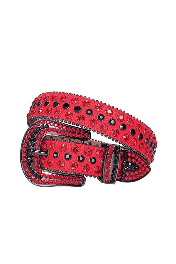 Wvapzxx Ceintures occidentales de strass ceinture de luxe de diamant de courroie pour des, Rouge, 38 waist28-29inch 
