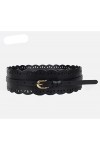 Ceinture en Dentelle Creuse pour Dames en Cuir Large Bandoulière Ceinture pour Dames réglable Couleur : Noir, Taille : Taill