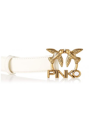 Pinko Love Berry H3 Belt VIT.Soie Le Ceinture, Z14q_Blanc Seta-Antique Gold, M Femme