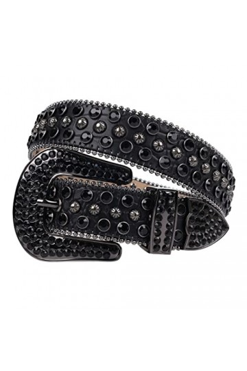 Wvapzxx Ceintures de cowboy dorées avec strass cloutés en diamant pour homme et femme, 34 FR, 44 waist33-35inch 