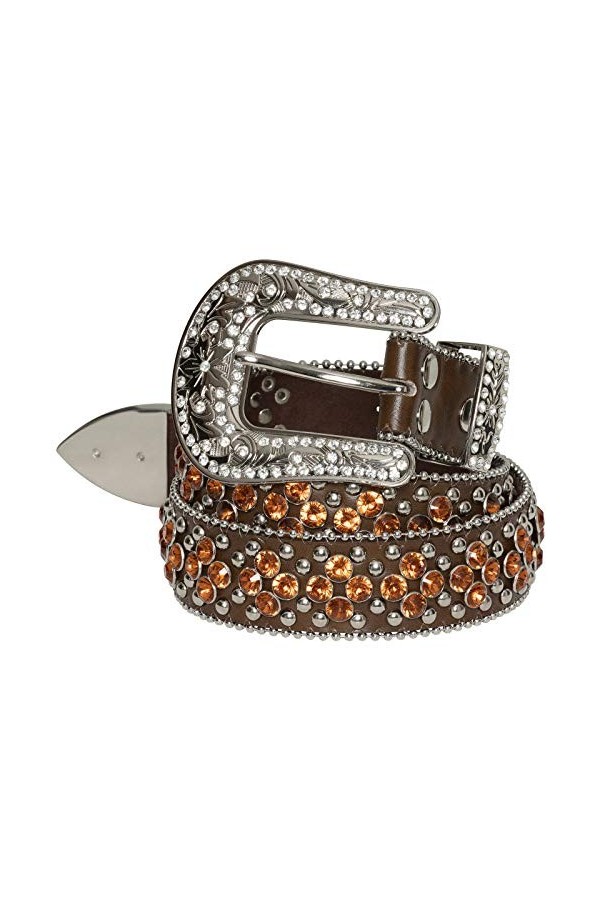 STARS & STRIPES STONE-5 Ceinture en cuir pour femme Marron - Marron - Medium