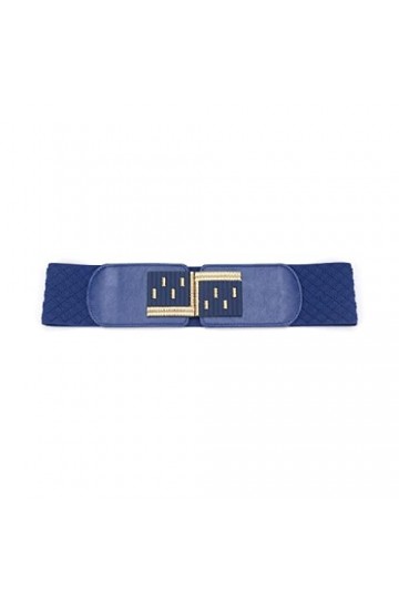 JJZXD Ceinture élastique femme femme large bande Puce Boucle métallique Ceinture Femme Vêtements Accessoires Color : Blue, S