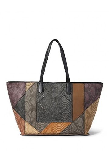 Desigual Accessoires Sac de Shopping en Peluche, Femme, Marron, U