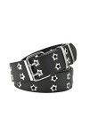 JJZXD Ceinture de goujon boucle double boucle Hommes/Femmes Mode Casual Cuir Ceinture Vêtements Accessoires Color : Black, S
