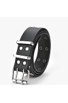JJZXD Ceinture de goujon boucle double boucle Hommes/Femmes Mode Casual Cuir Ceinture Vêtements Accessoires Color : Black, S