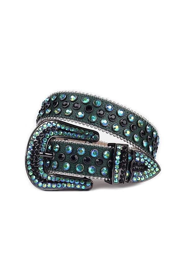 Ceintures de luxe cloutées avec strass - Style gothique - Blanc