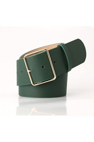 GRETD Mesdames Ceinture femme Pantalon de ceinture Casual Boucle Cuir PU Cuir Large Ceinture Dames Accessoires Color : Green