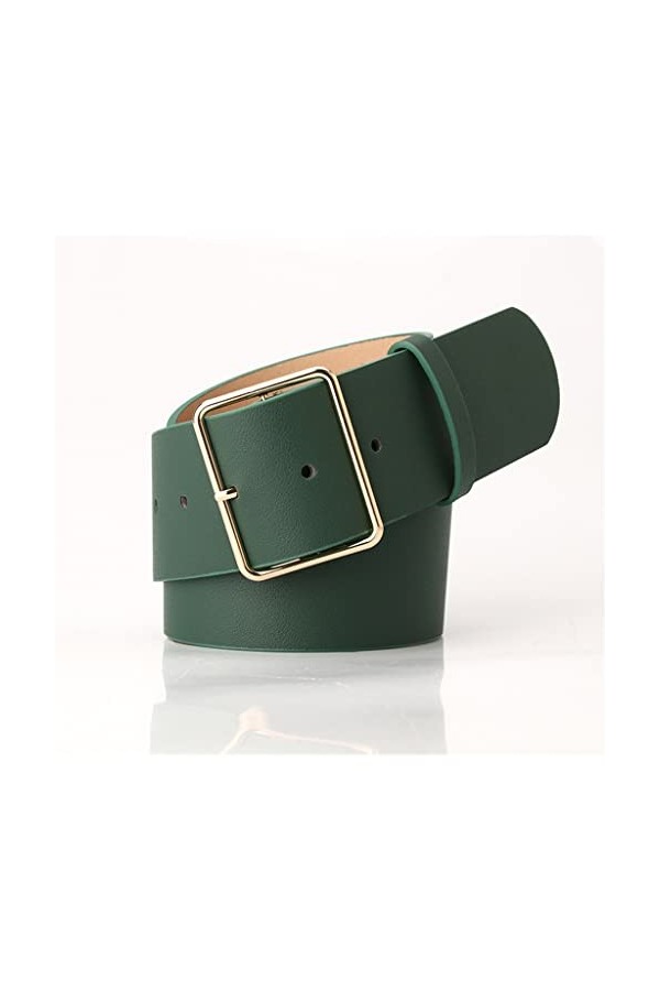 GRETD Mesdames Ceinture femme Pantalon de ceinture Casual Boucle Cuir PU Cuir Large Ceinture Dames Accessoires Color : Green