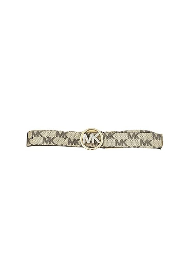 Michael Michael Kors Ceinture en cuir pour femme avec boucle logo en strass dorés, marron clair, marron, Large/X-Large