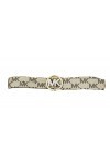 Michael Michael Kors Ceinture en cuir pour femme avec boucle logo en strass dorés, marron clair, marron, Large/X-Large