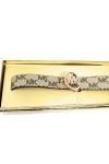 Michael Michael Kors Ceinture en cuir pour femme avec boucle logo en strass dorés, marron clair, marron, Large/X-Large