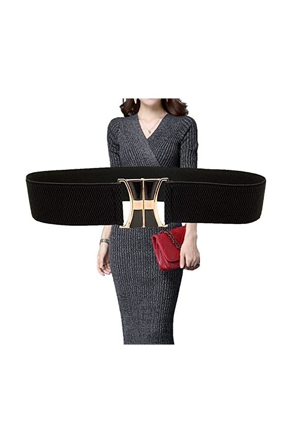 LEPSJGC Ceinture élastique à la ceinture élastique for femme Color : Black, Size : One size 