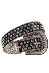Ceinture à strass en cuir clouté pour femme