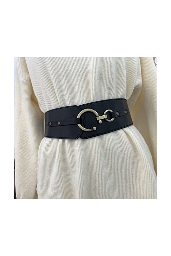 Large Ceinture Élastique,Automne et Hiver Ceinture Élastique Simple et Polyvalente Large Veste décorative en Duvet pour Femme