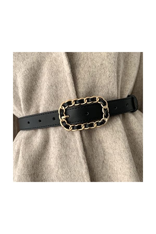 Large Ceinture élastique, Ceinture All-Match tempérament féminin Jupe décorative Noire rétro Manteau Veste Pantalon décontrac