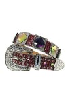 Ceinture tendance Western à strass cloutés avec boucle large et strass - Ceinture de luxe pour homme et femme - 3,5 cm