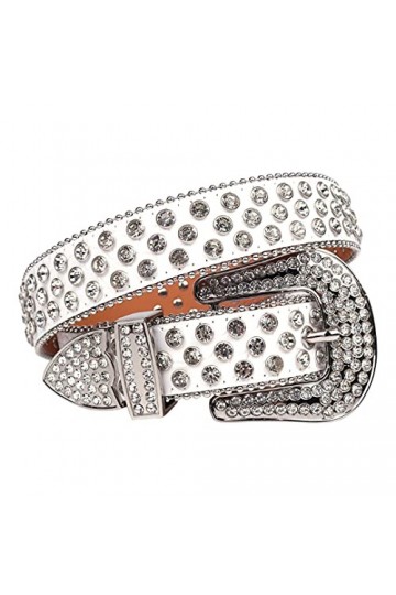 Ceinture de luxe en strass pour homme et femme - Ceinture cloutée en strass - Pour jeans - Cinturones Para Mujer - Blanc - 12