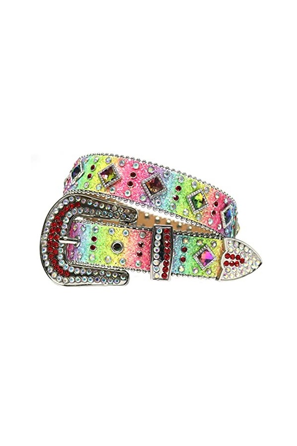Ceinture Western de luxe avec strass cloutés pour homme et femme Sangle Cinto De Strass Jeans colorée 7,6 cm