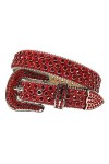 Ceinture vintage à strass en cuir clouté pour homme et femme Cinto De Strass Noir et rouge 106,7 cm