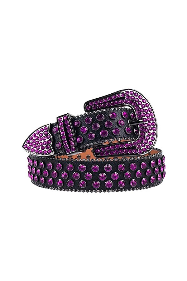 Ceinture à strass pour femme et homme - Ceinture à strass cloutée avec boucle mobile - Ceinture de luxe pour cowboy Cowgirl -