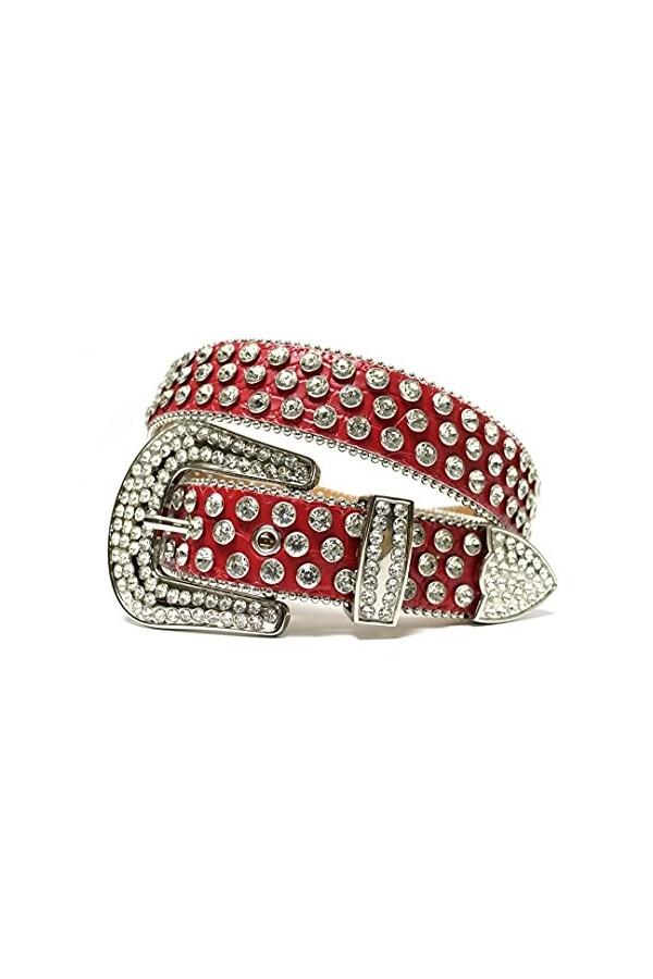 Ceinture à strass pour femme et homme - Ceinture à strass cloutée avec boucle mobile - Ceinture de luxe pour cowboy Cowgirl -