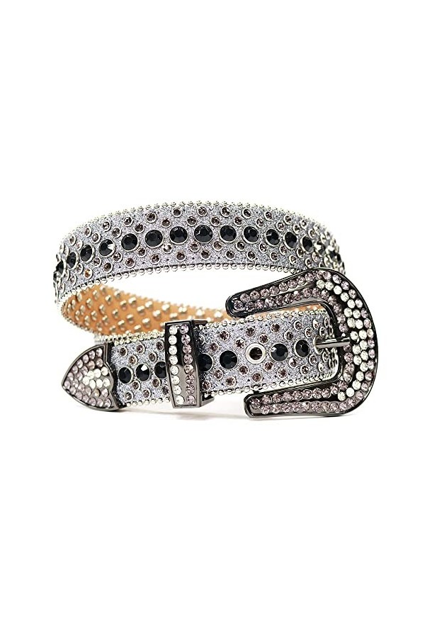 Unisexe luxe strass ceinture cristal diamant incrusté sangle, rouge/noir, 112