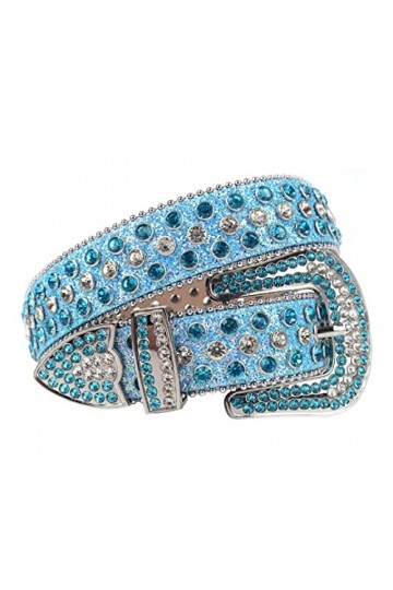 Ceinture Western avec strass et boucle ardillon pour homme et femme - Pour jeans - Doré - 111,8 cm