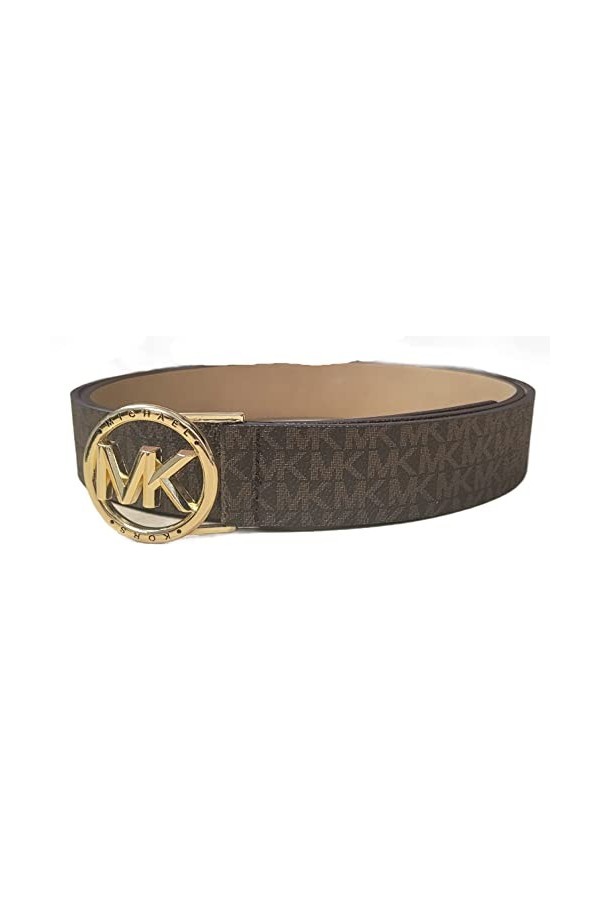 Michael Kors 556277C Ceinture pour femme avec logo marron et matériel doré, marron, X-Large