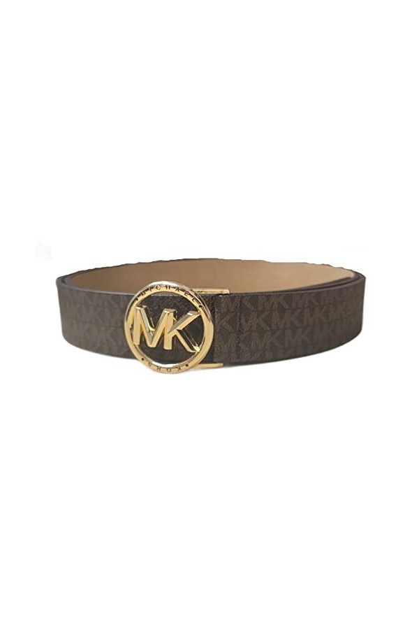 Michael Kors 556277C Ceinture pour femme avec logo marron et matériel doré, marron, X-Large