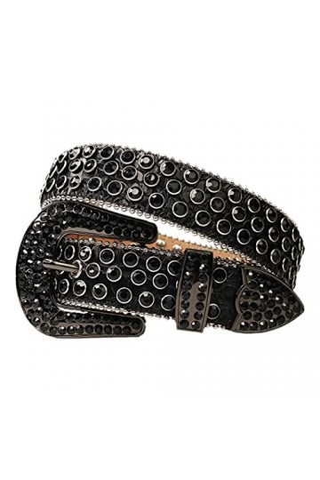 Ceinture en strass pour homme et femme - Ceinture tendance en forme de tête de mort - Ceinture cloutée en diamant - Cowboy po