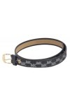 Michael Kors 556226C Ceinture en cuir avec logo noir/gris avec matériel doré 106 cm Taille L, noir, Large